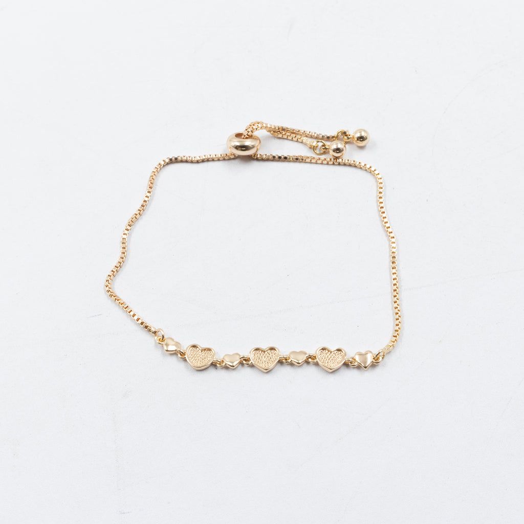 Pulsera Oro Rosado Ajustable con Piedras Oro Laminado