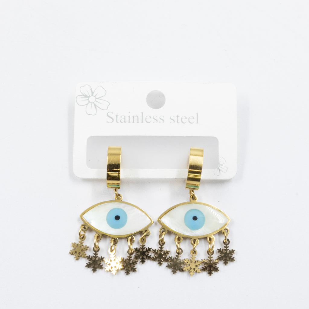 Aretes Dorados de Ojo Turco M7 Oro Laminado