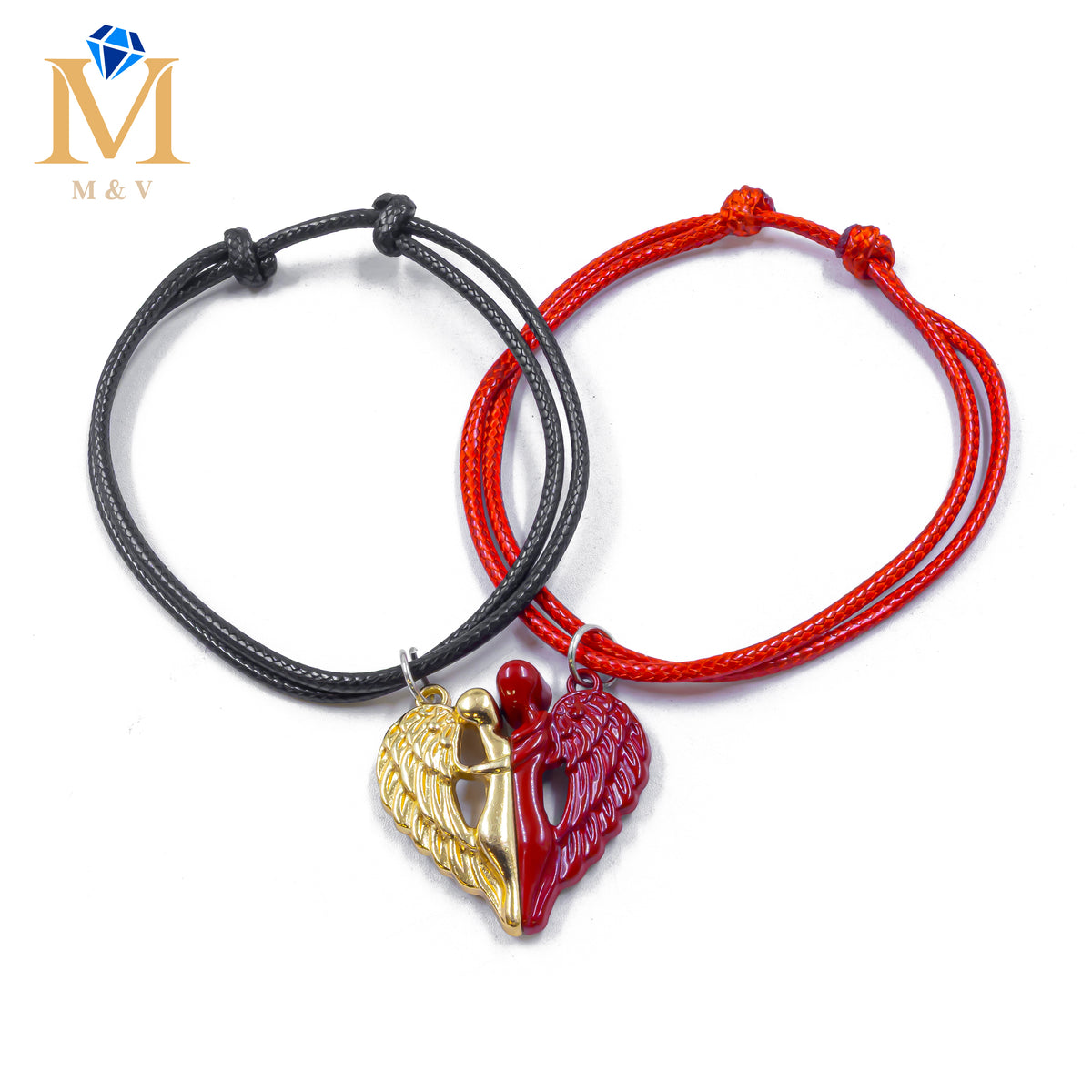 Pulseras de Corazón de Pareja con imán M2 Oro Laminado