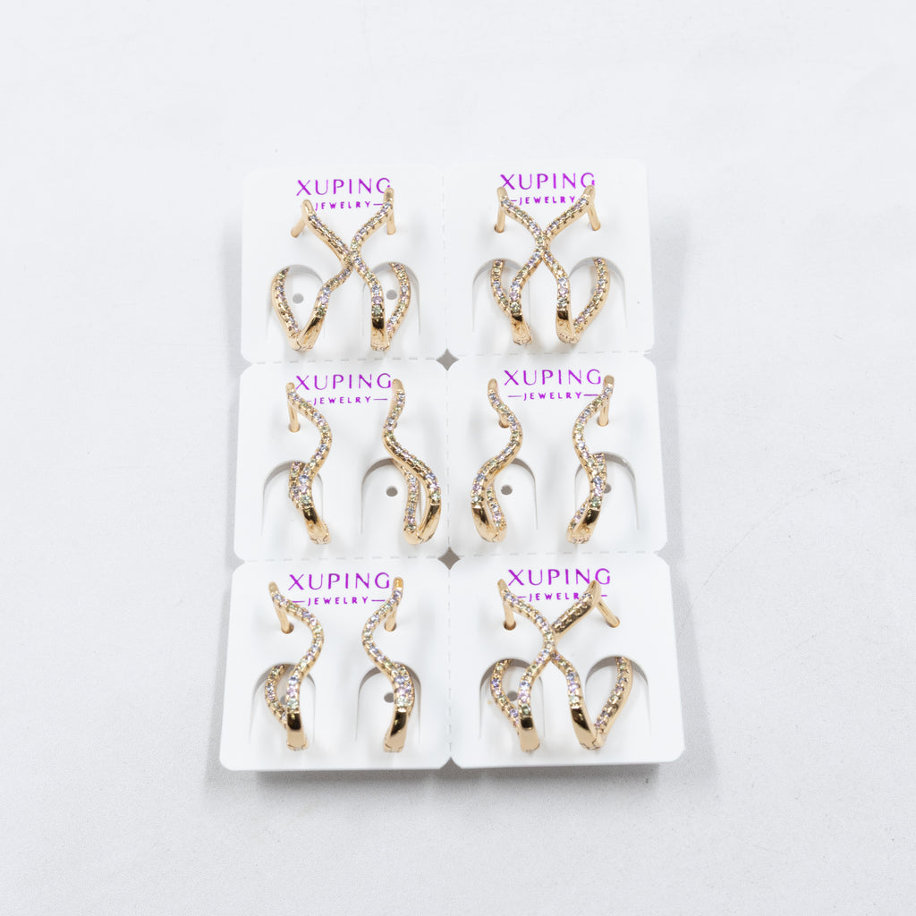 Paquete de 6 pares de Aretes Xuping Dorado M27 Oro Laminado