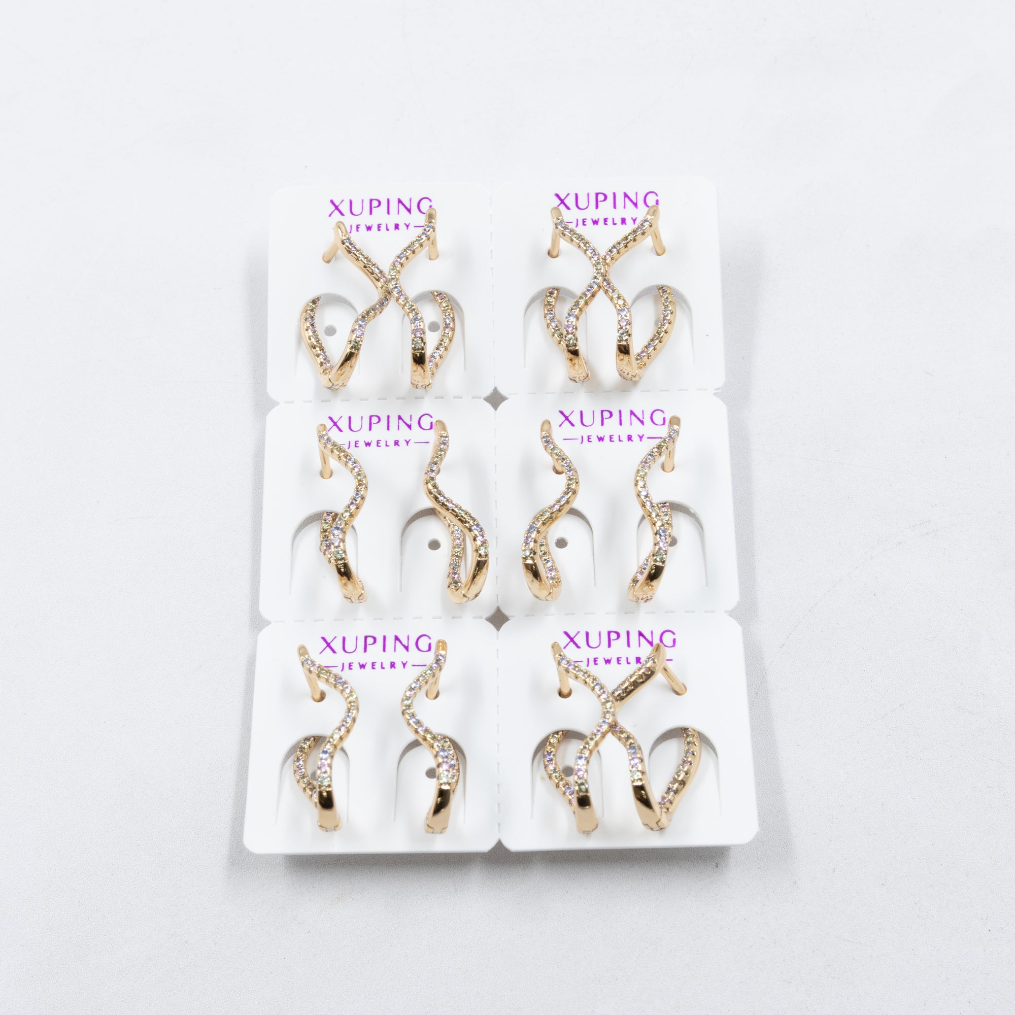 Paquete de 6 pares de Aretes Xuping Dorado M27 Oro Laminado