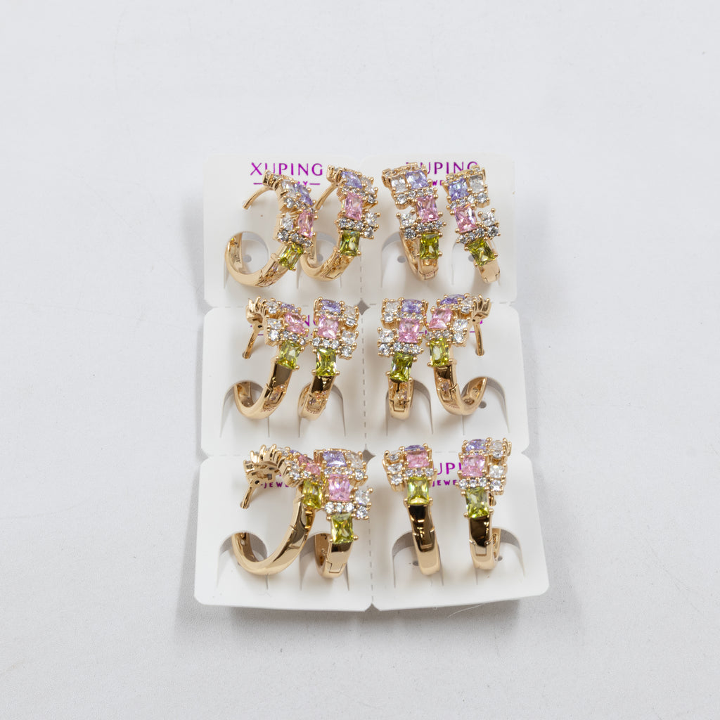 Paquete de 6 pares de Aretes Xuping Dorado M12 Oro Laminado