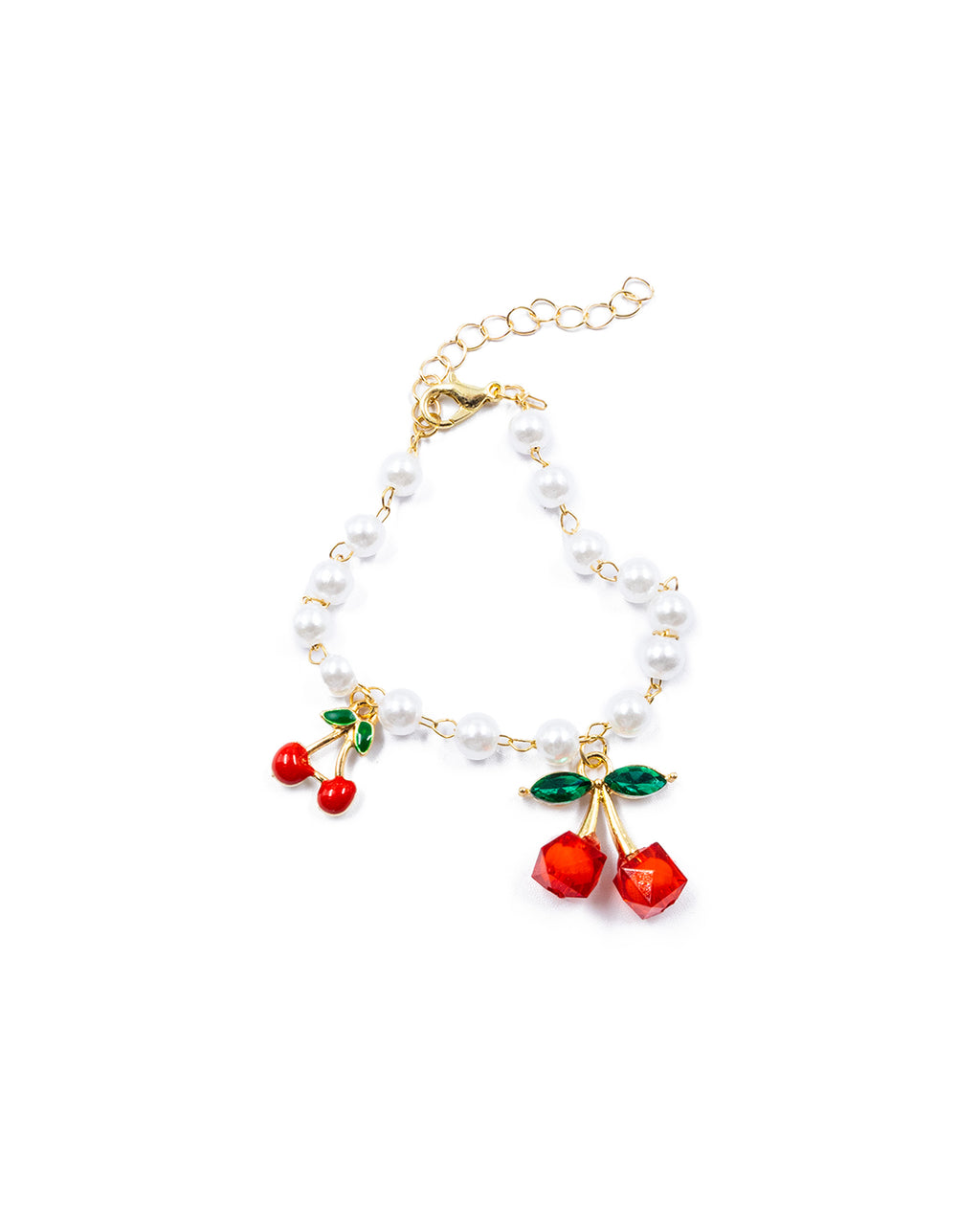 PULSERA DE PERLAS CON DIJE DE FRUTAS - M1 ORO LAMINADO