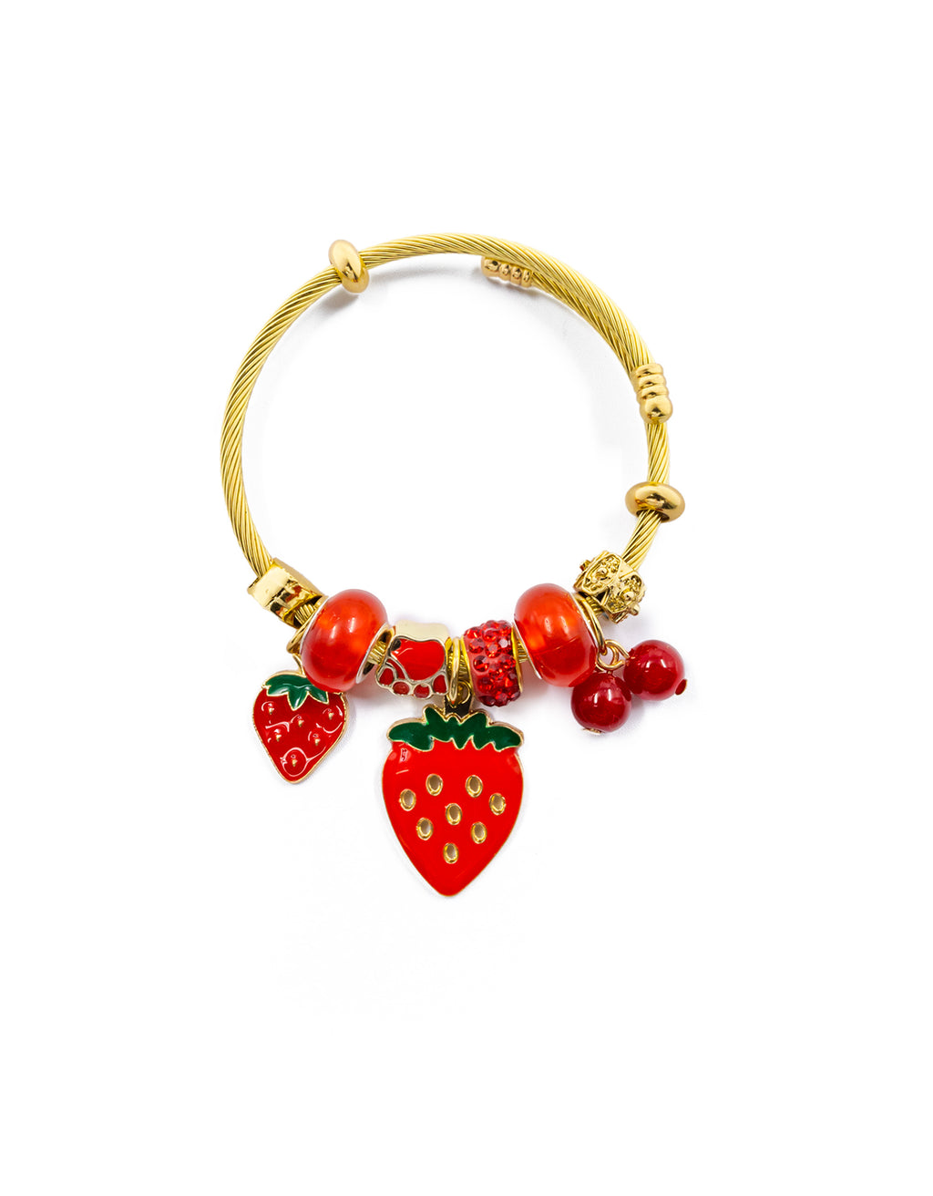 PULSERA DE PERLAS CON DIJE DE FRUTAS - M5 ORO LAMINADO