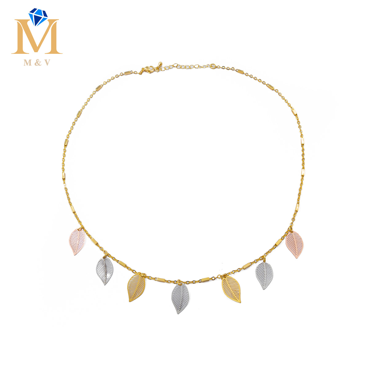 Collares Dorados con dijes de tres colores M1 Oro Laminado