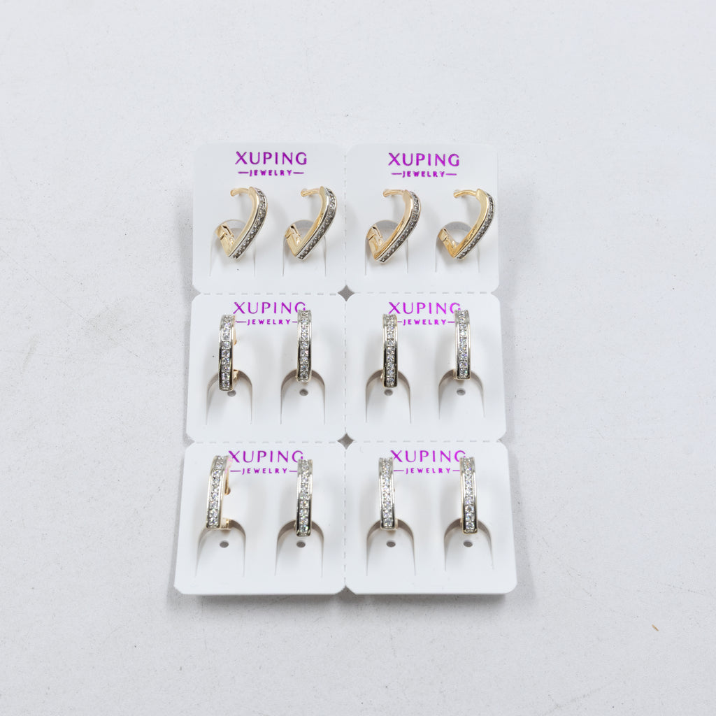 Paquete de 6 pares de Aretes Xuping Dorado M7 Oro Laminado