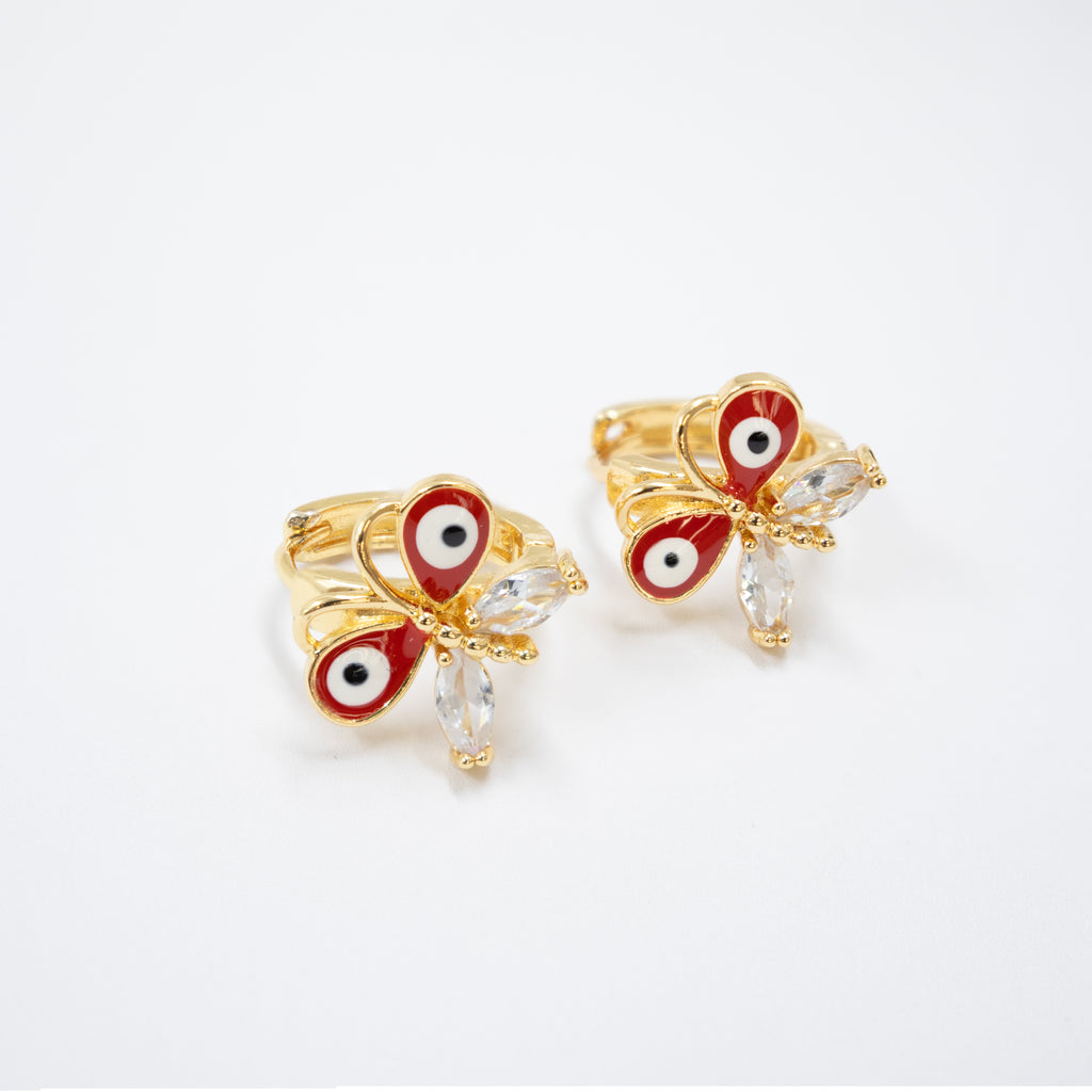 Arete Dorado de Ojo Turco con Piedras M5 Oro Laminado
