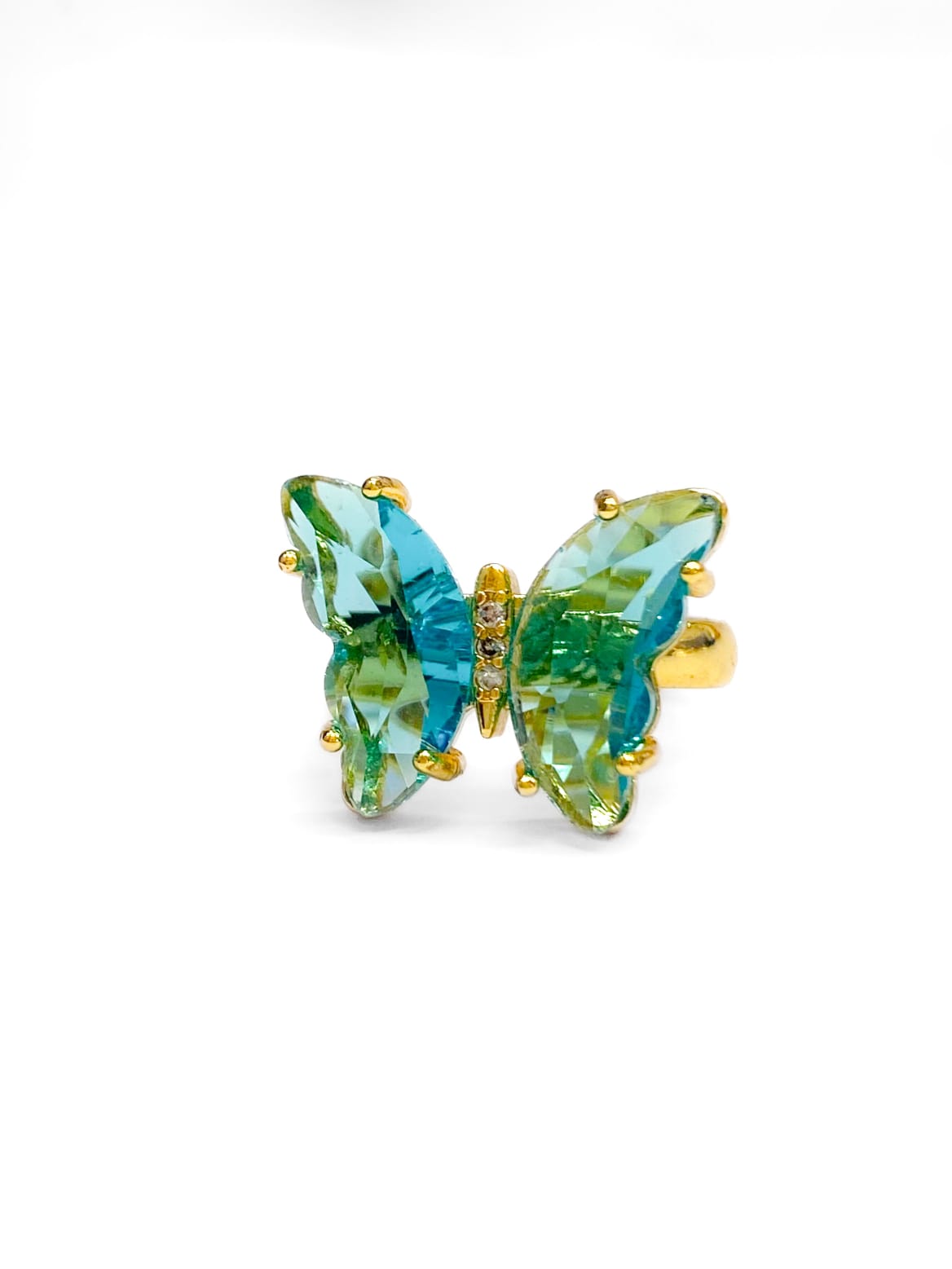 Anillo Mariposa Colores Ajustable M1 Oro Laminado