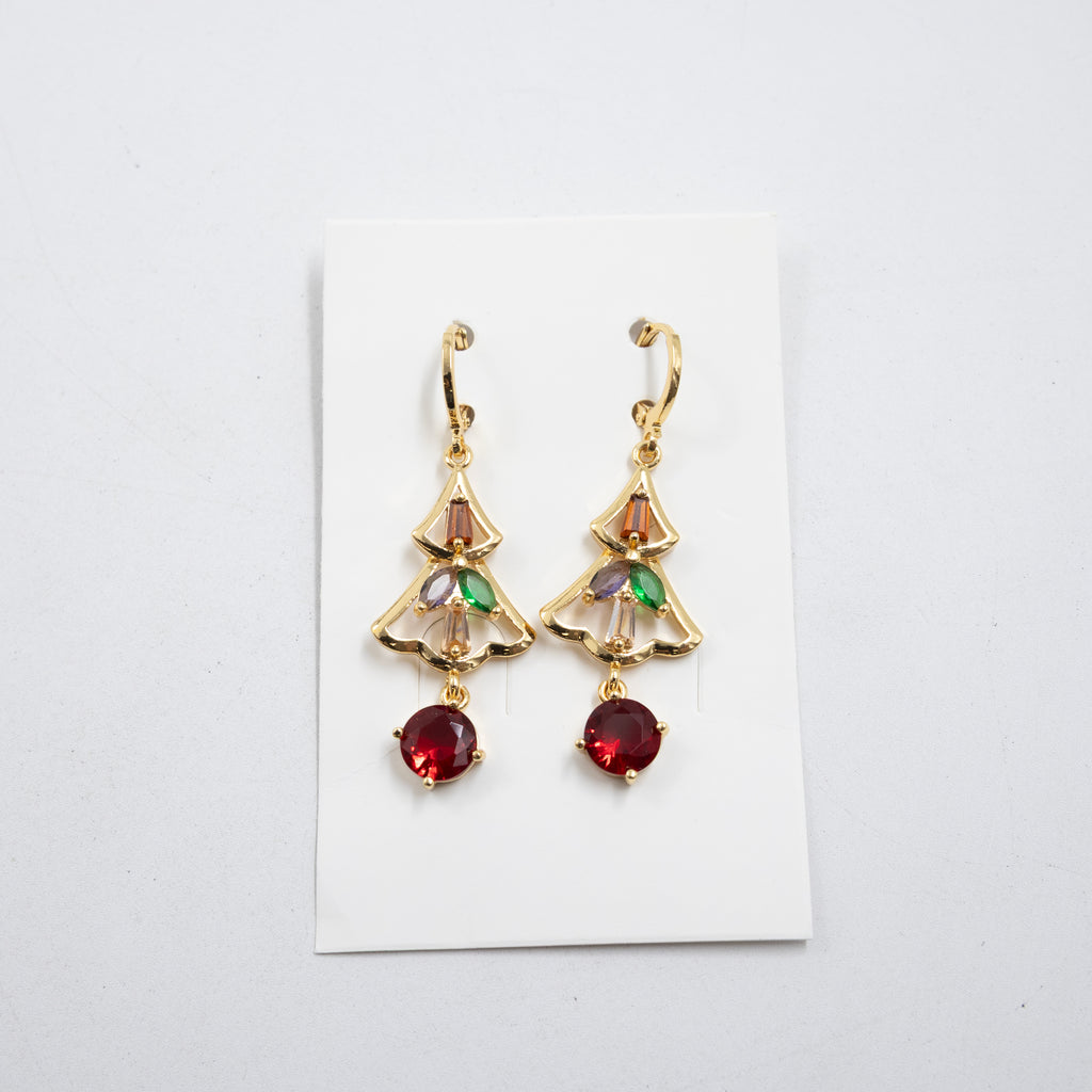Aretes Largos Dorados con piedras M3 Oro Laminado
