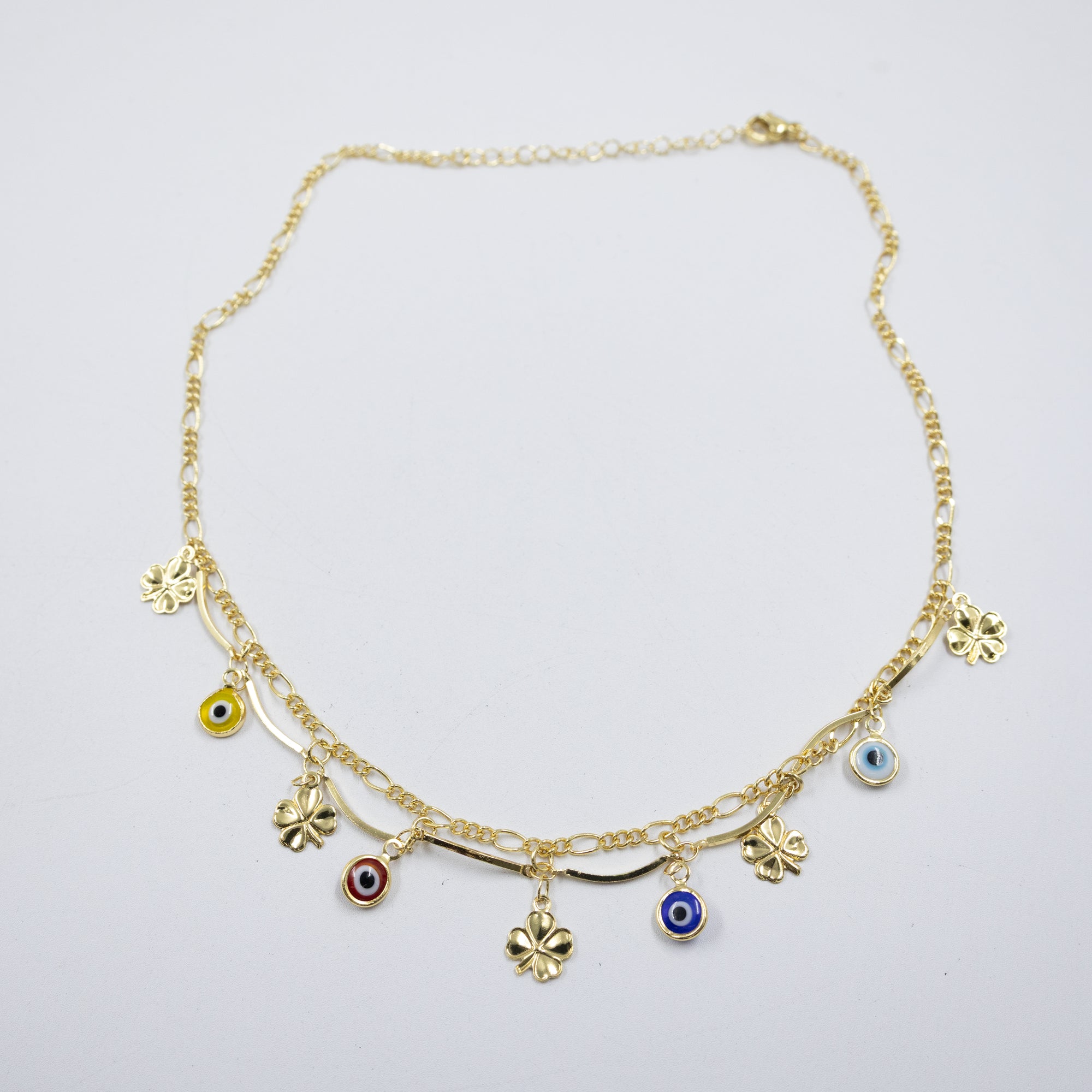 Collar Dorado con Dije de Ojo Turco M1 Oro Laminado