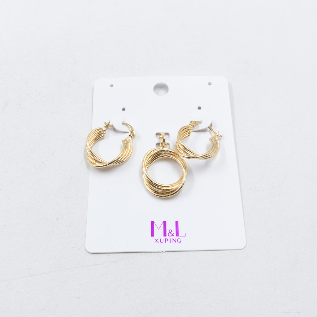 Conjunto de de Aretes y Dije M6 Oro Laminado