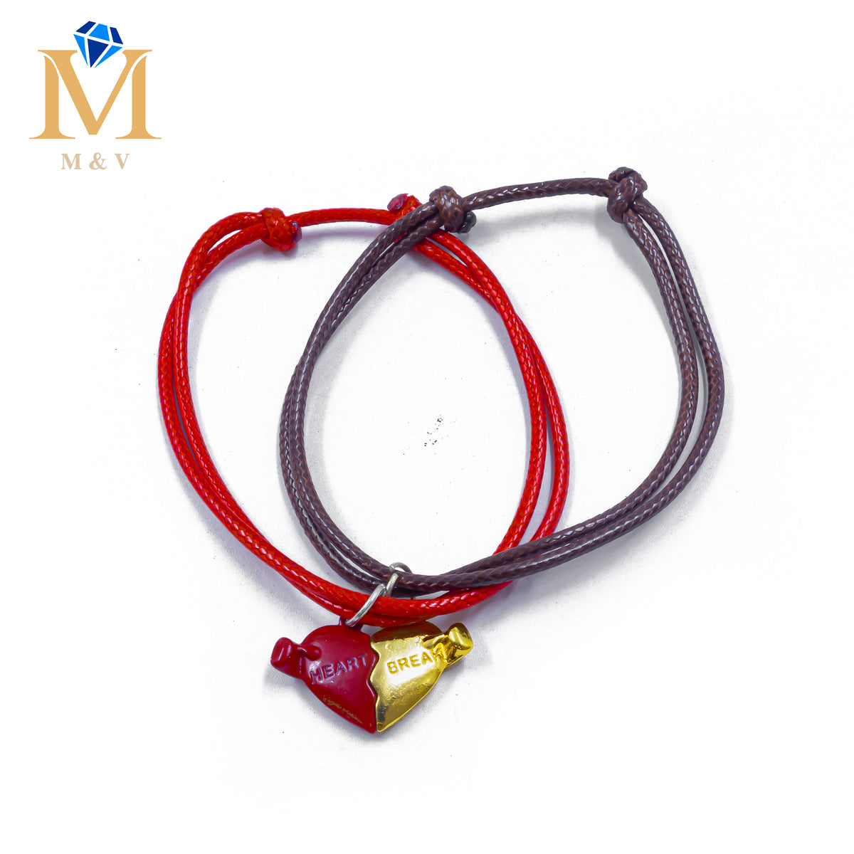 Pulseras de Corazón de Pareja con imán M4 Oro Laminado