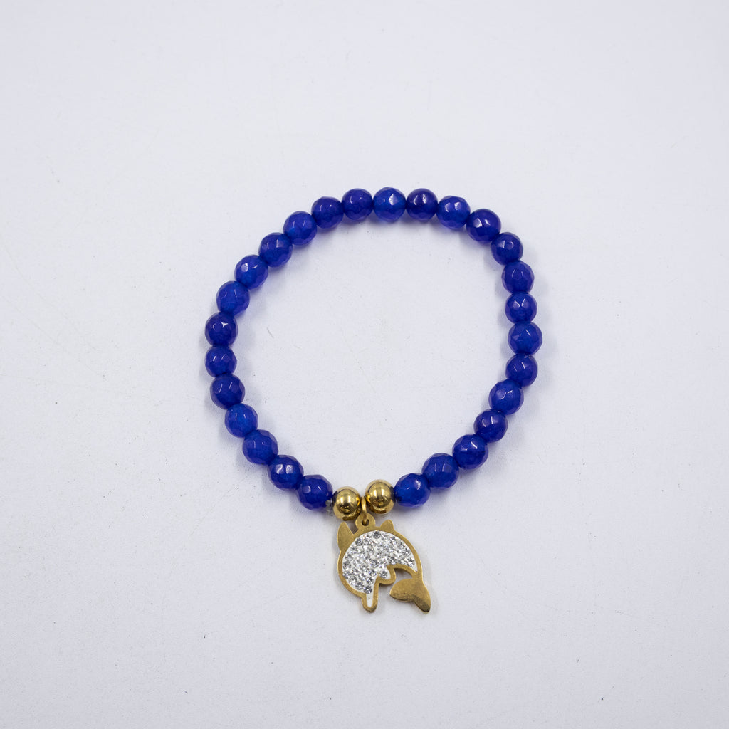 Pulseras De cuentas azules con Dije M1 Oro Laminado
