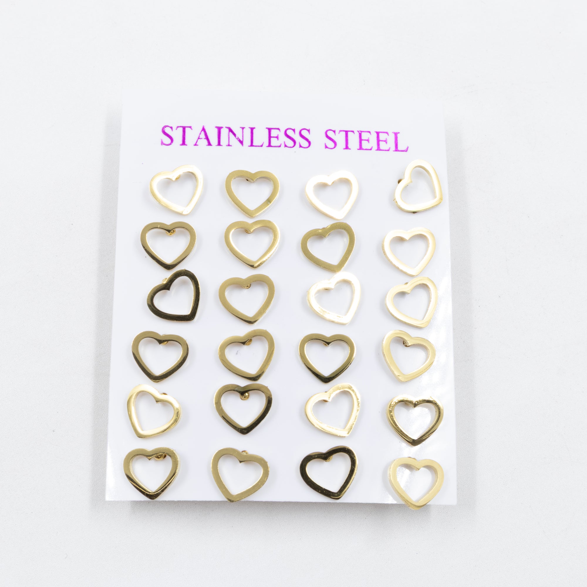 Paquete de 12 Pares de Aretes Dorados M9 Acero Inoxidable