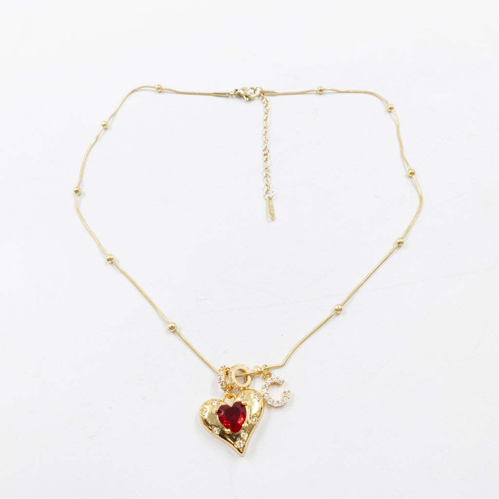 Collares Dorados con dije de Letra y corazon M1 Oro Laminado