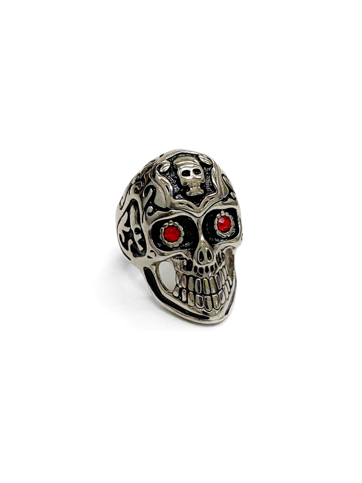 Anillo Calavera Plateado y Dorado Acero Inoxidable M17