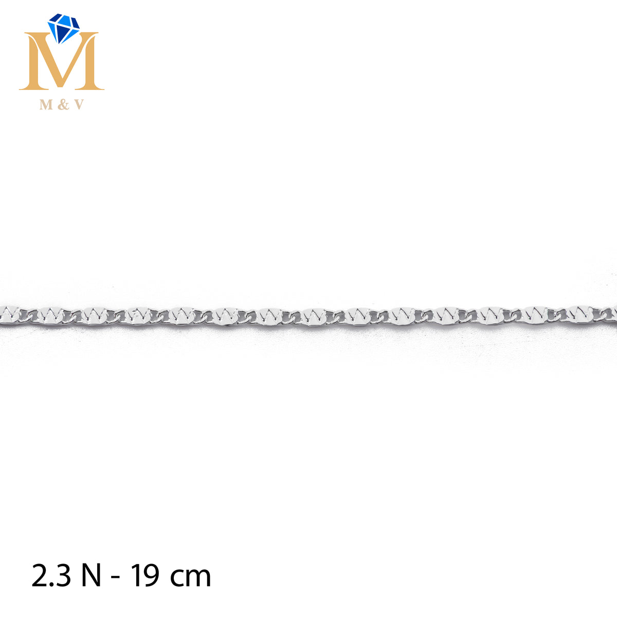 Pulseras Plateadas de 19 cm M2 Oro Laminado