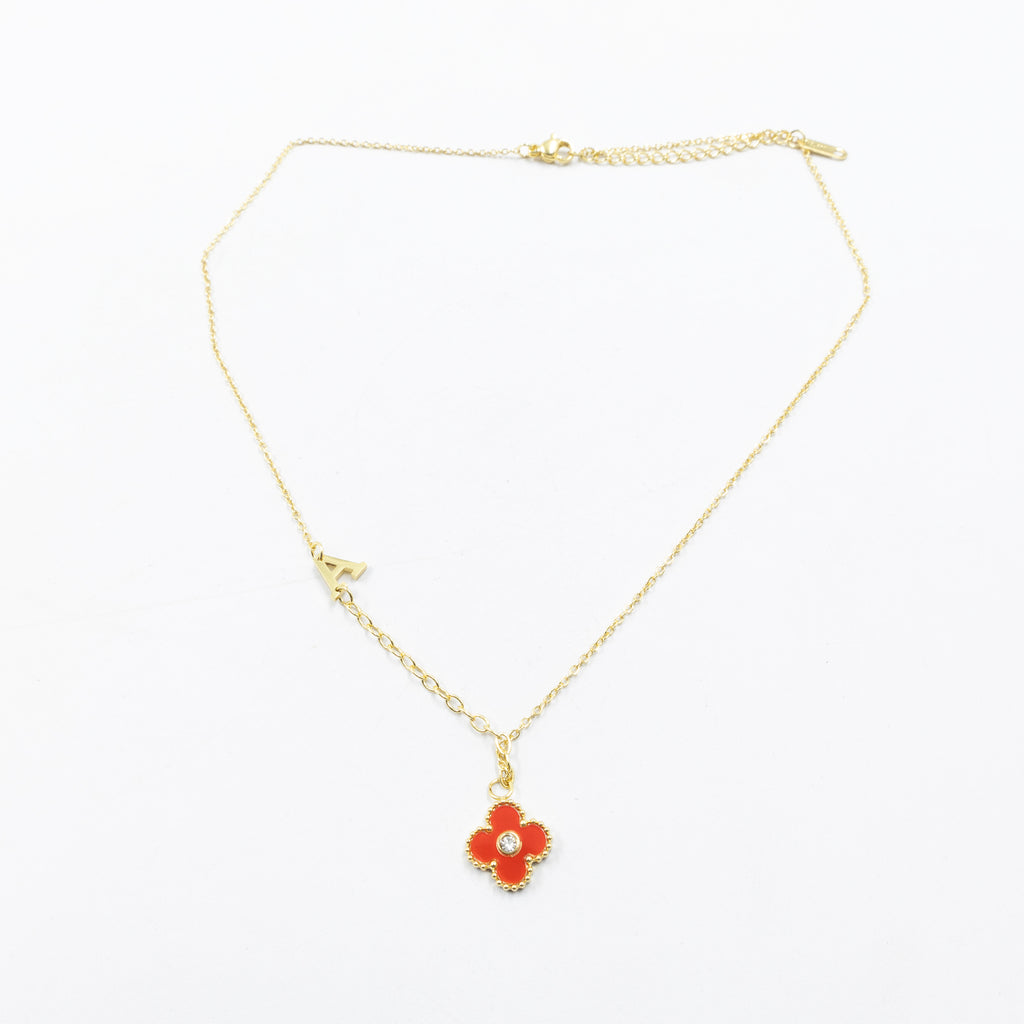 Collar de Dije de Trebol y letra A, B, C M1 Oro Lamnado