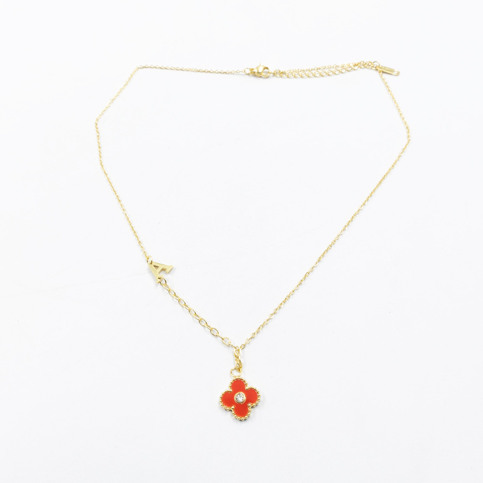 Collar de Dije de Trebol y letra A, B, C M1 Oro Lamnado