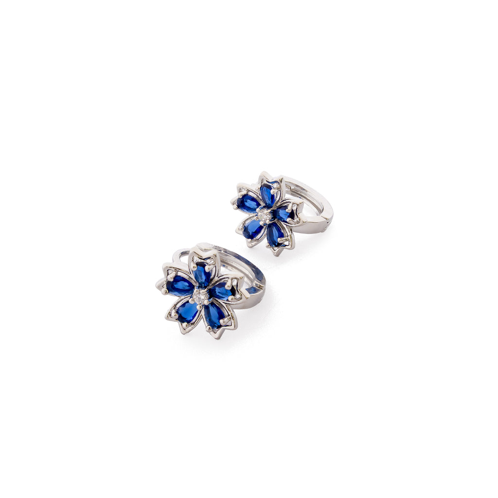 Aretes Plateados Huggies con Piedras Diferentes Colores M15 Oro Laminado