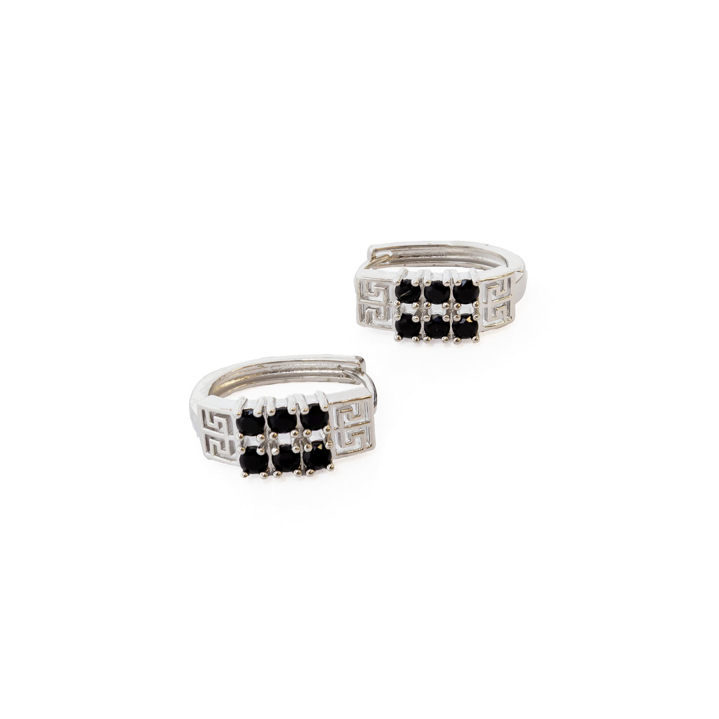 Aretes Plateados Huggies con Piedras Diferentes Colores M17 Oro Laminado