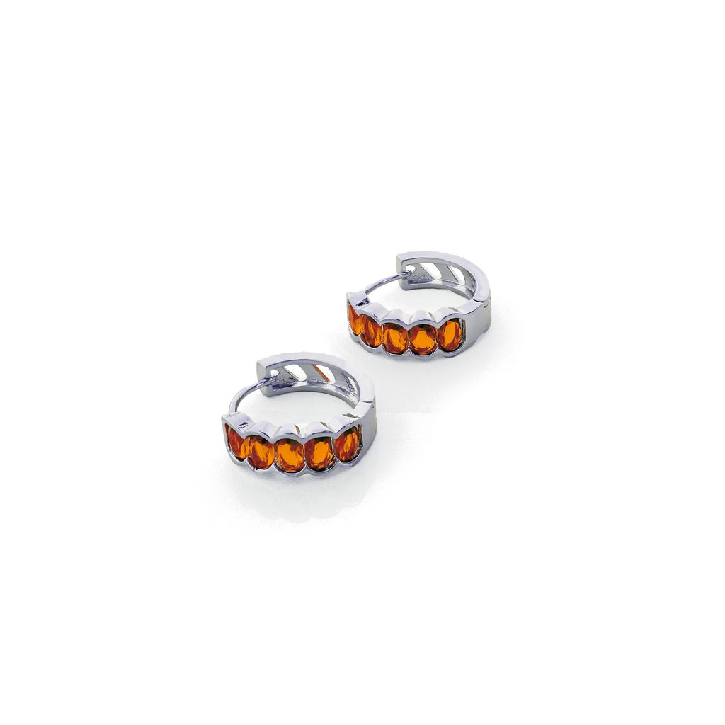 Aretes Plateados Huggies con Piedras Diferentes Colores M16 Oro Laminado