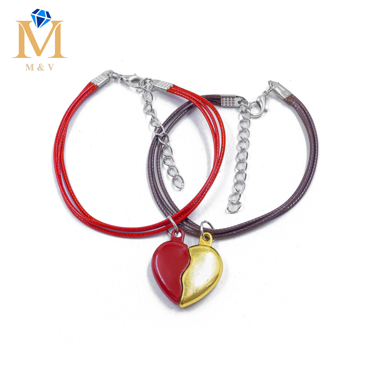 Pulseras de Corazón de Pareja con imán M3 Oro Laminado