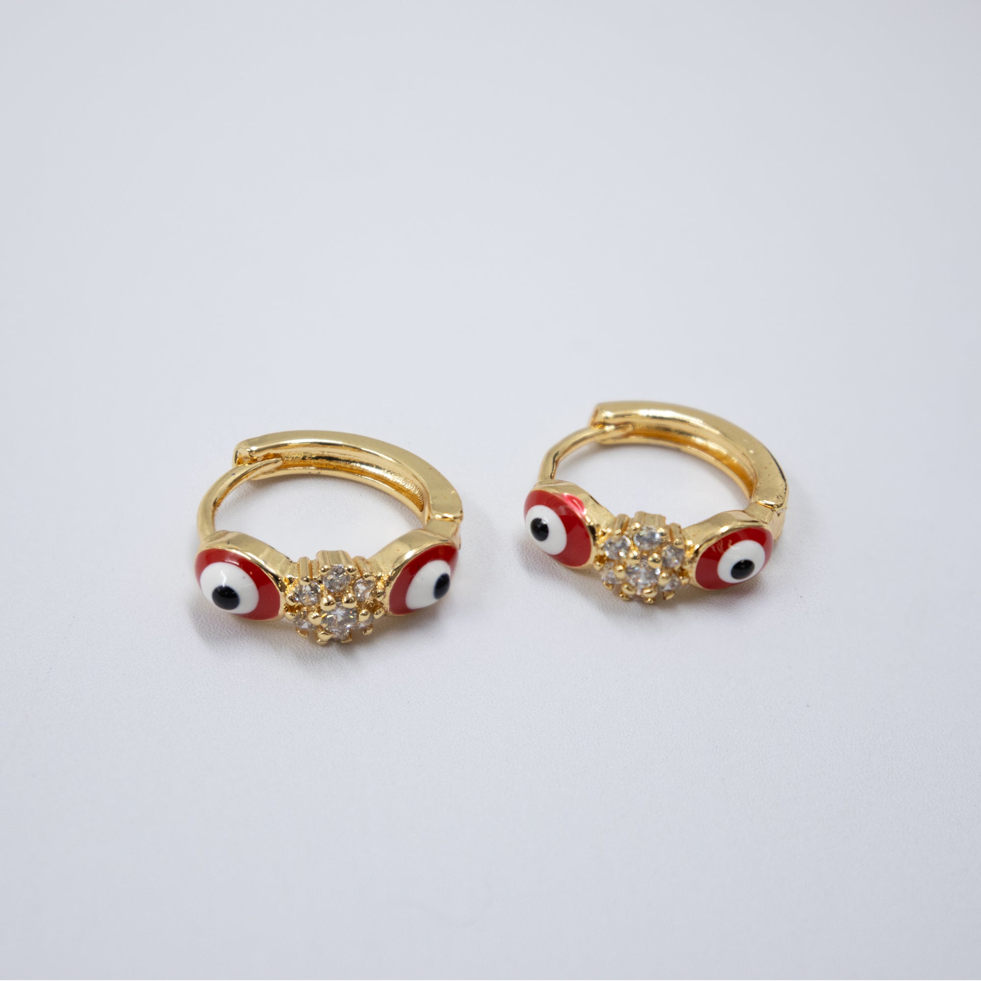 Arete Dorado de Ojo Turco con Piedras M2 Oro Laminado