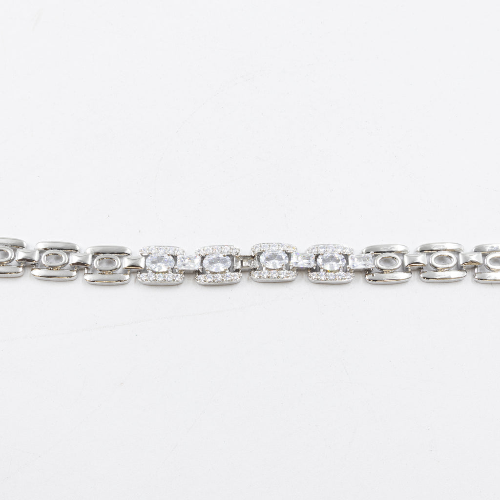 Cadenas de Pulseras Plateadas con Piedras M9 Oro Laminado