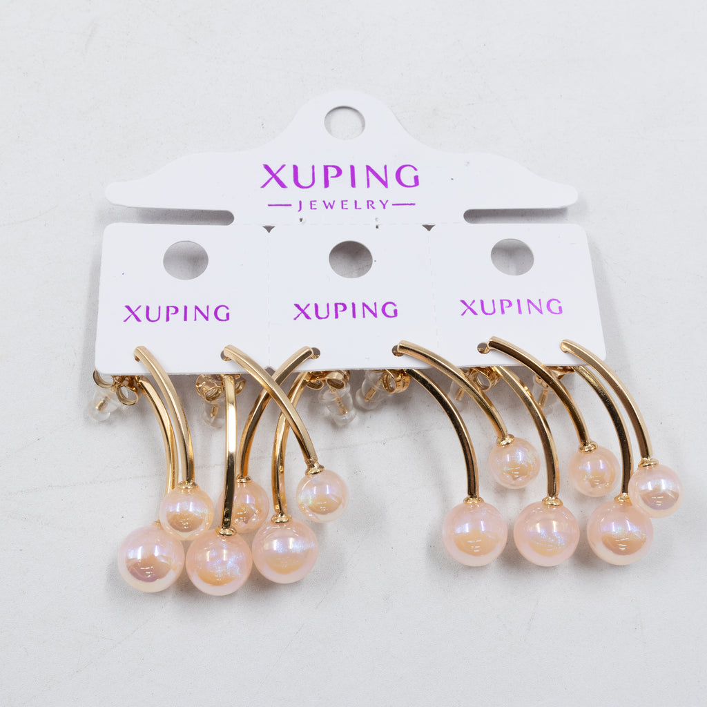 Paquete de tres pares de Aretes Dorados Xuping con piedras M5 Oro Laminado
