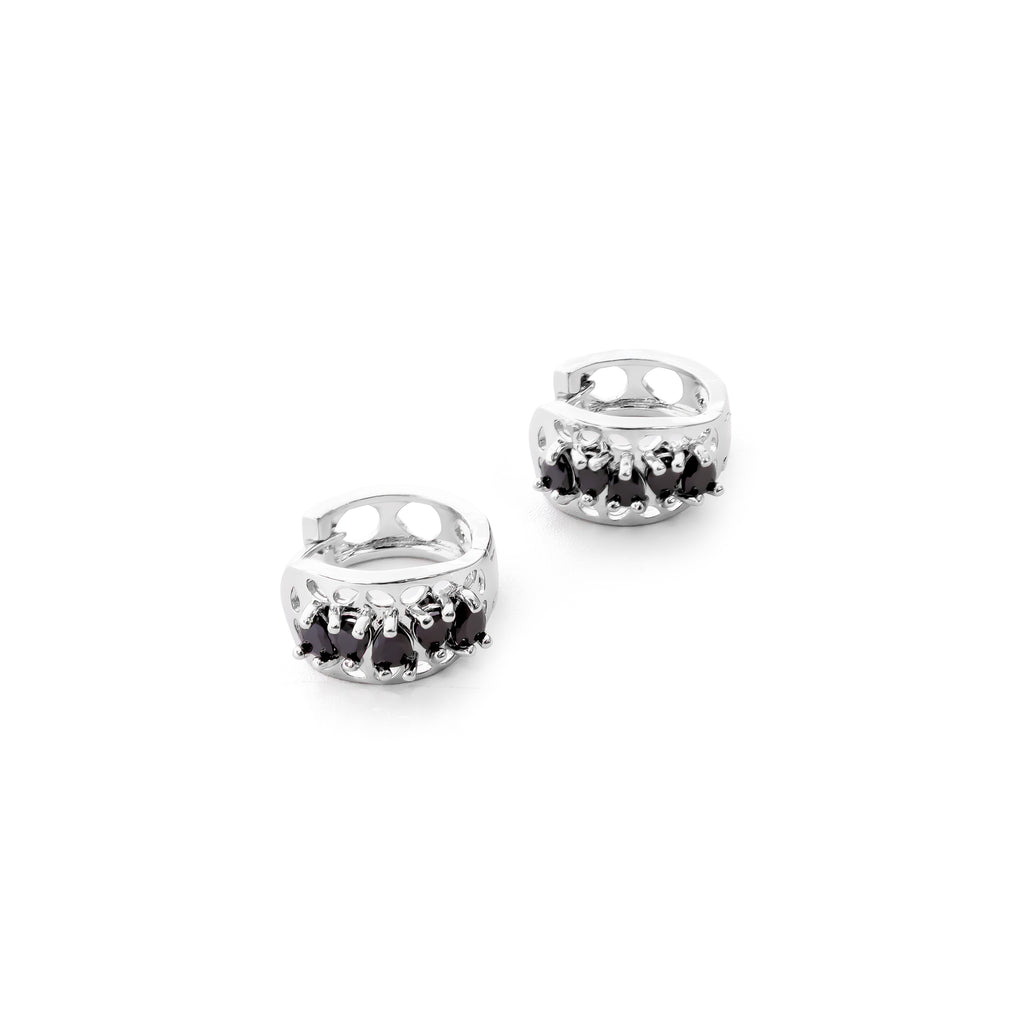 Aretes Plateados Huggies con Piedras Diferentes Colores M9 Oro Laminado