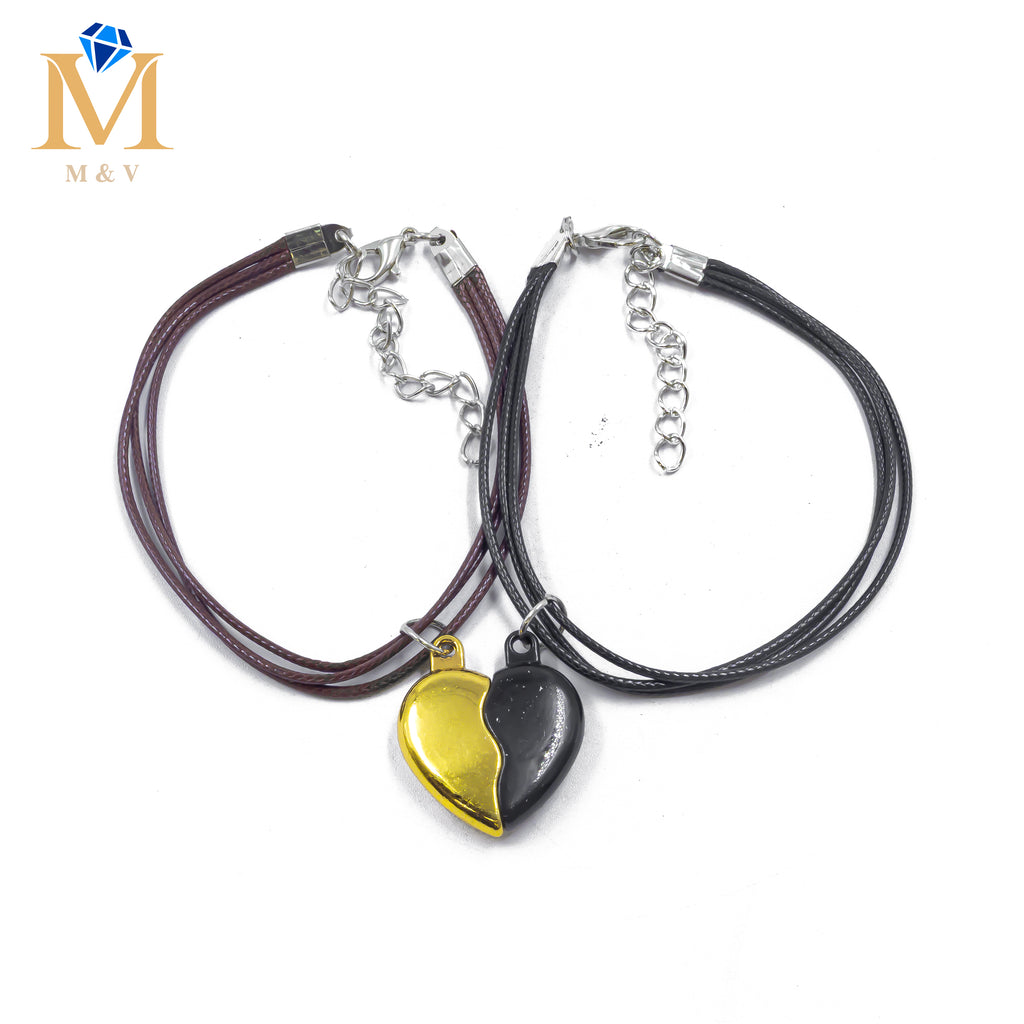 Pulseras de Corazón de Pareja con imán M3 Oro Laminado