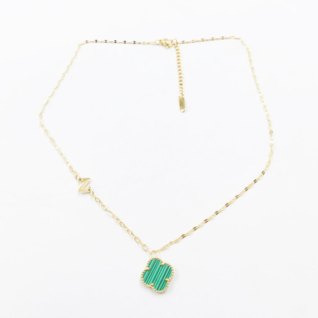 Collares Dorados con dijes de letra Y, Z y dije de Trebol M7 Oro Laminado