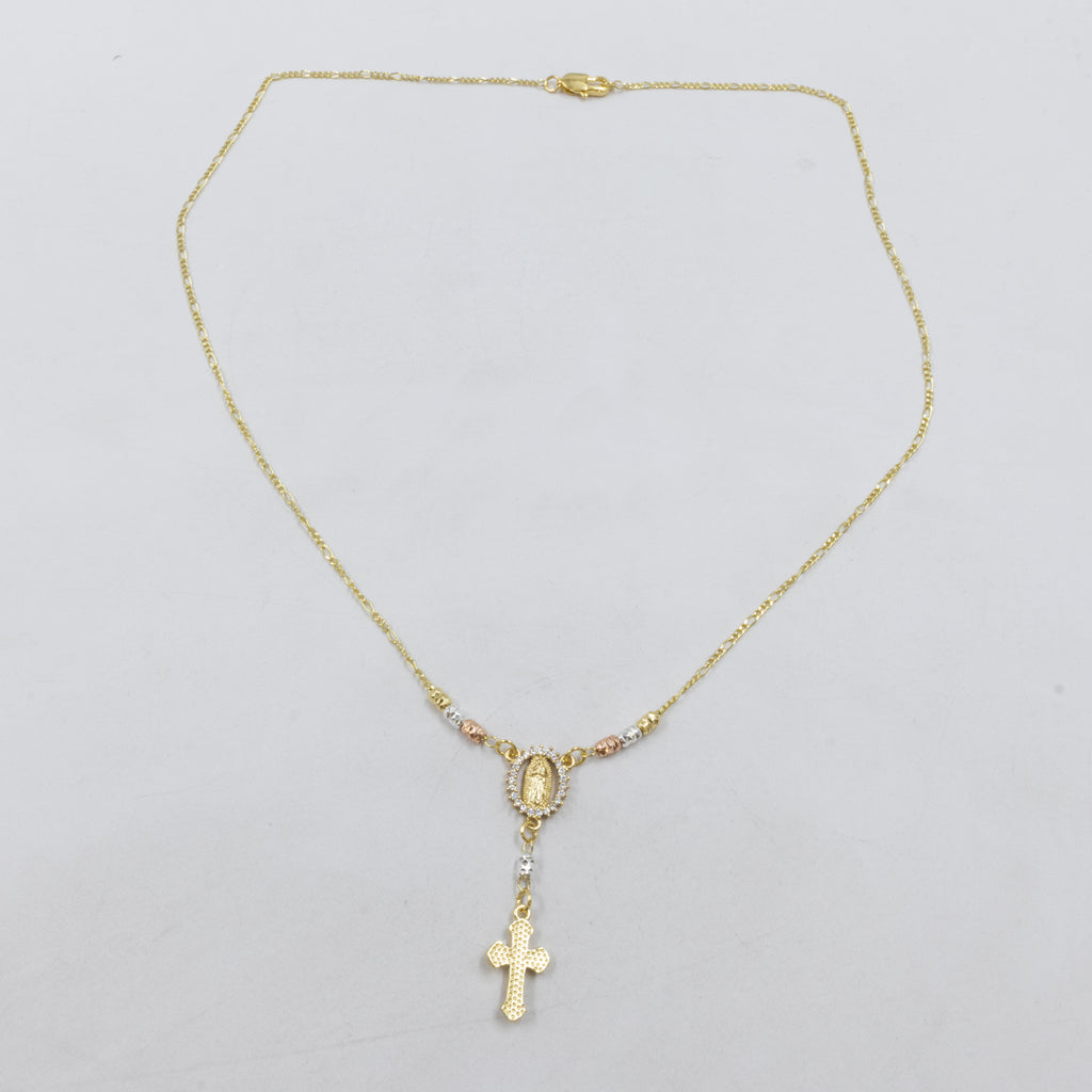 Collar con Dije Religioso Dorado M2 Oro Laminado