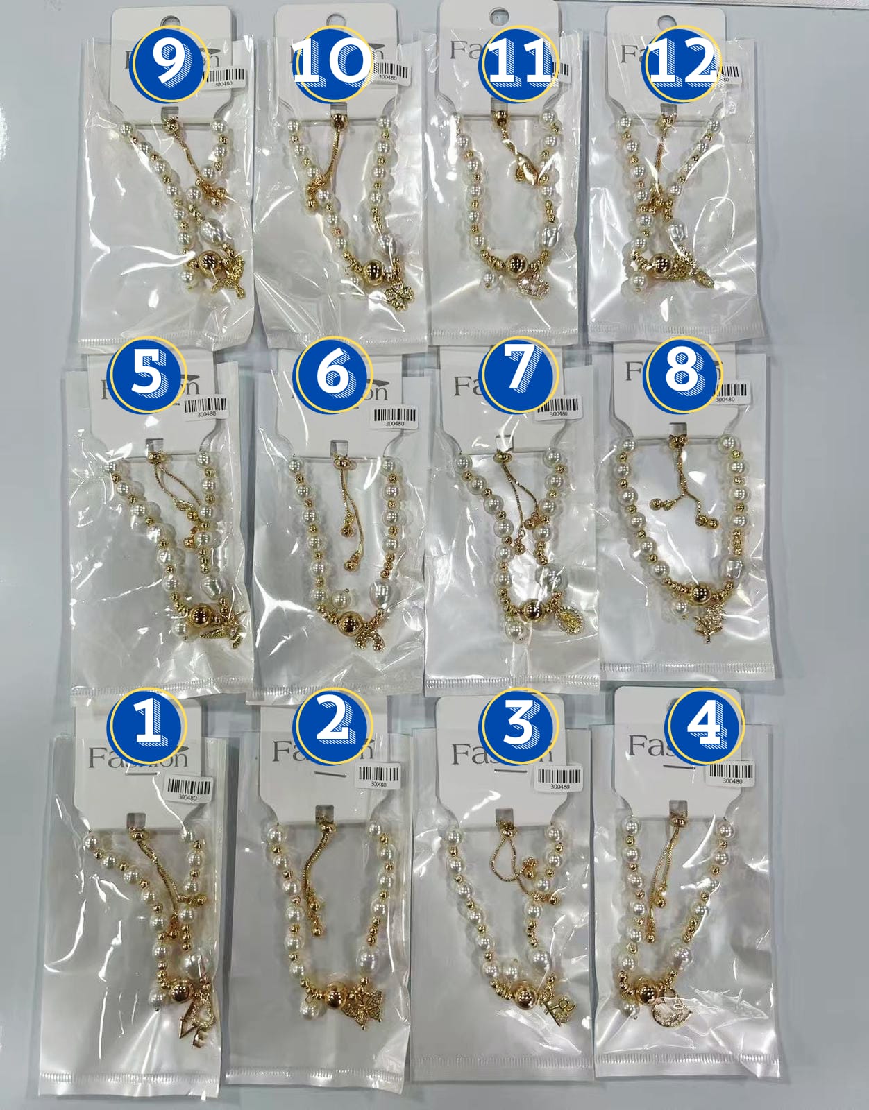Pulsera Perla Blanca M4 Oro Laminado