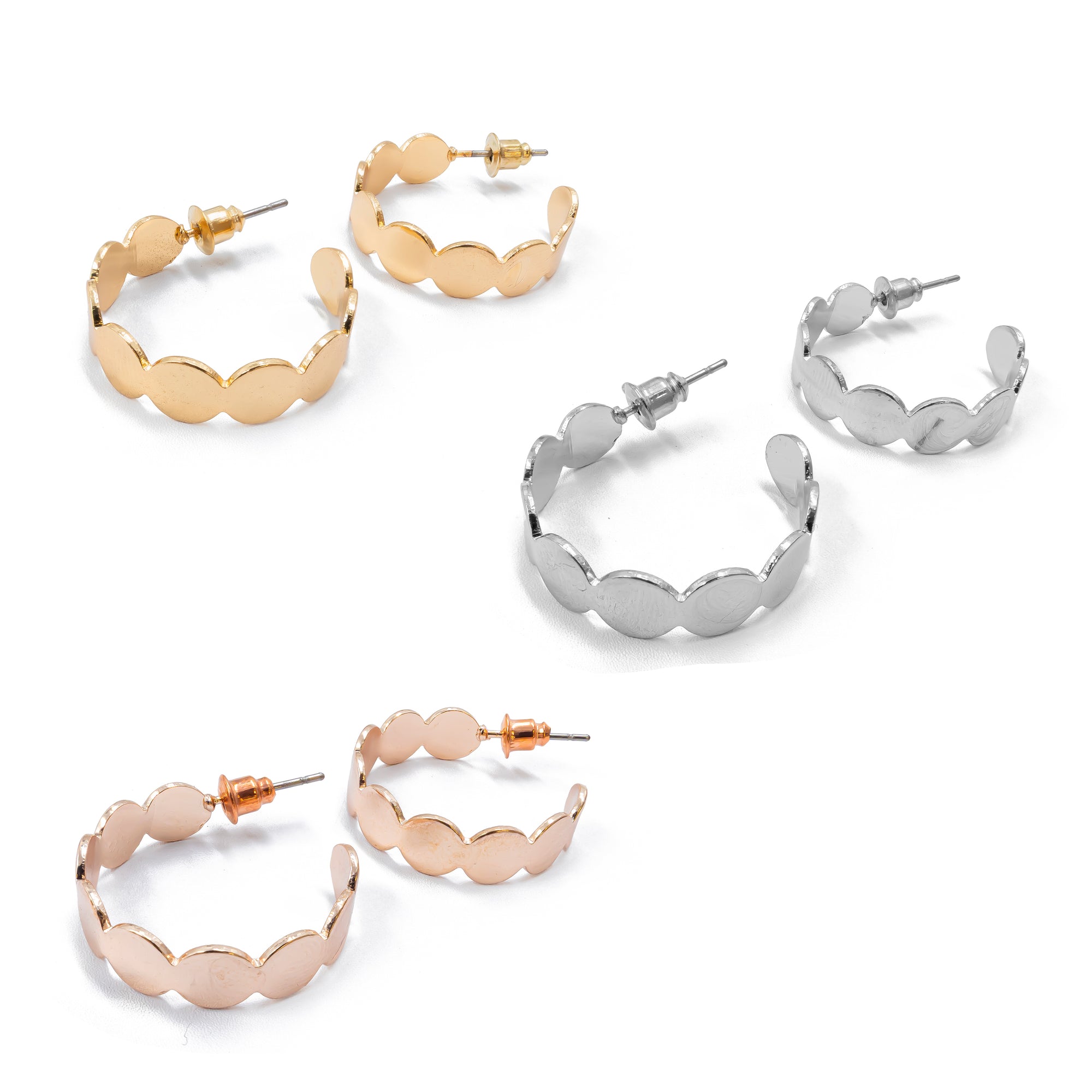 Paquete de 3 pares de Arracadas M3 Oro Laminado