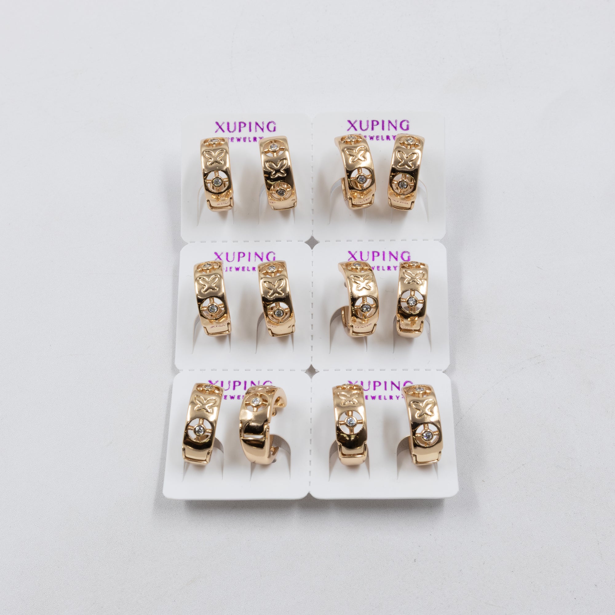 Paquete de 6 pares de Aretes Xuping Dorado M21 Oro Laminado