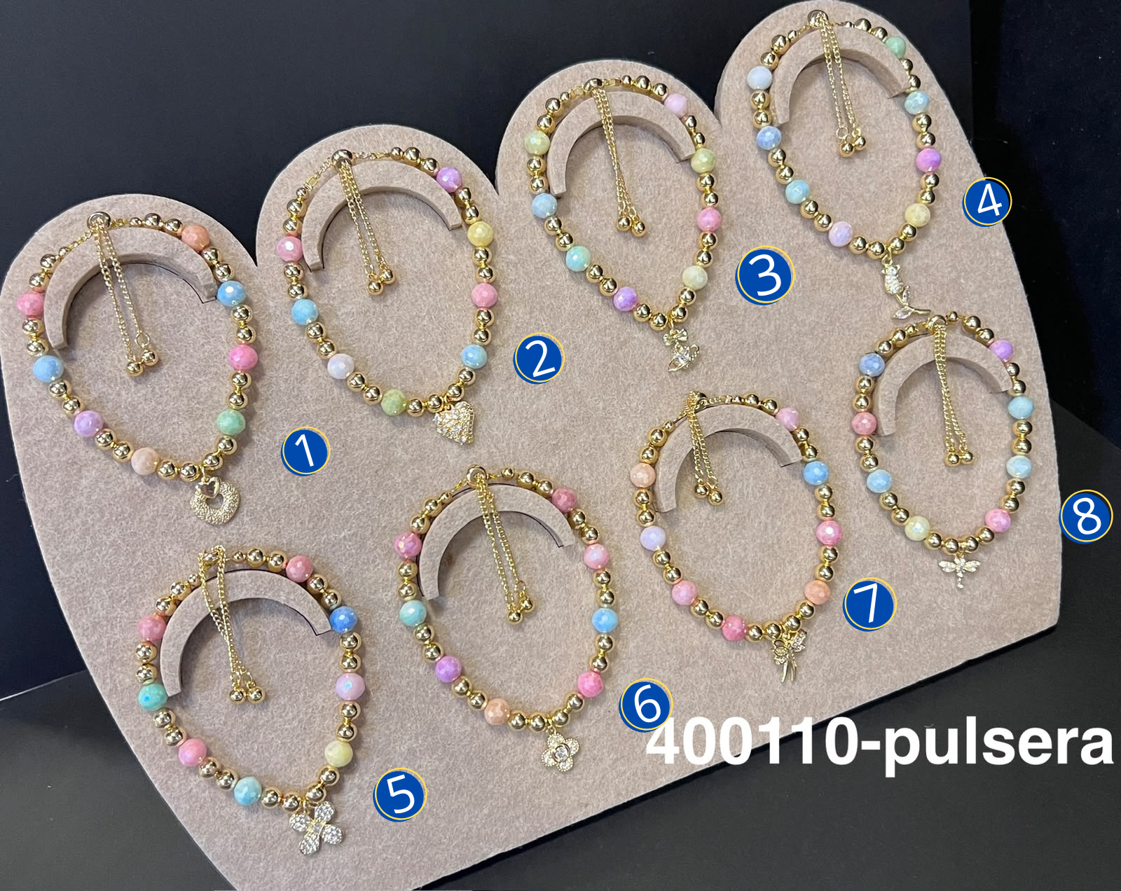 [13/AGOSTO/26] Pulseras Doradas con Dije Ajustable M2 Oro Laminado