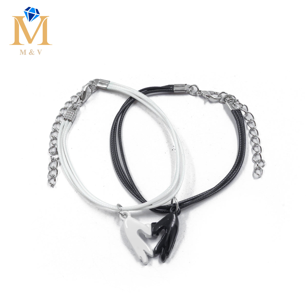 Pulseras de Corazón de Pareja con imán M5 Oro Laminado