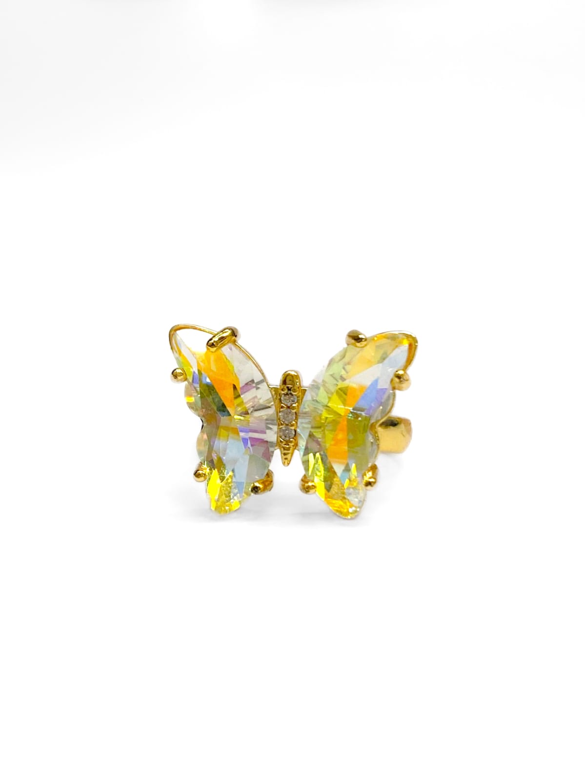 Anillo Mariposa Colores Ajustable M1 Oro Laminado