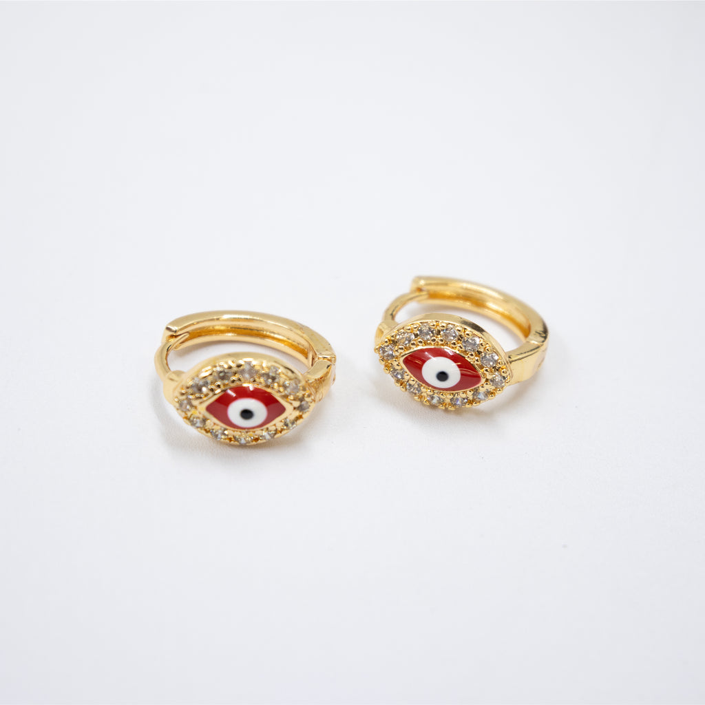 Arete Dorado de Ojo Turco con Piedras M4 Oro Laminado