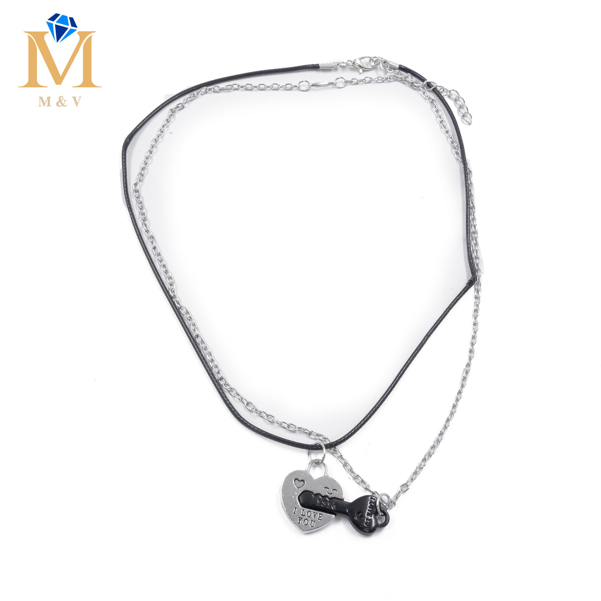 Collares en Pareja de corazón y llave M6 Acero Inoxidable