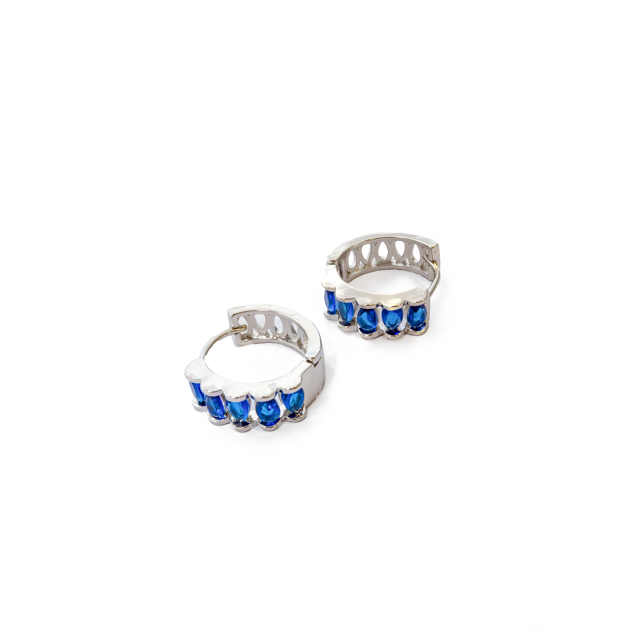 Aretes Plateados Huggies con Piedras Diferentes Colores M16 Oro Laminado