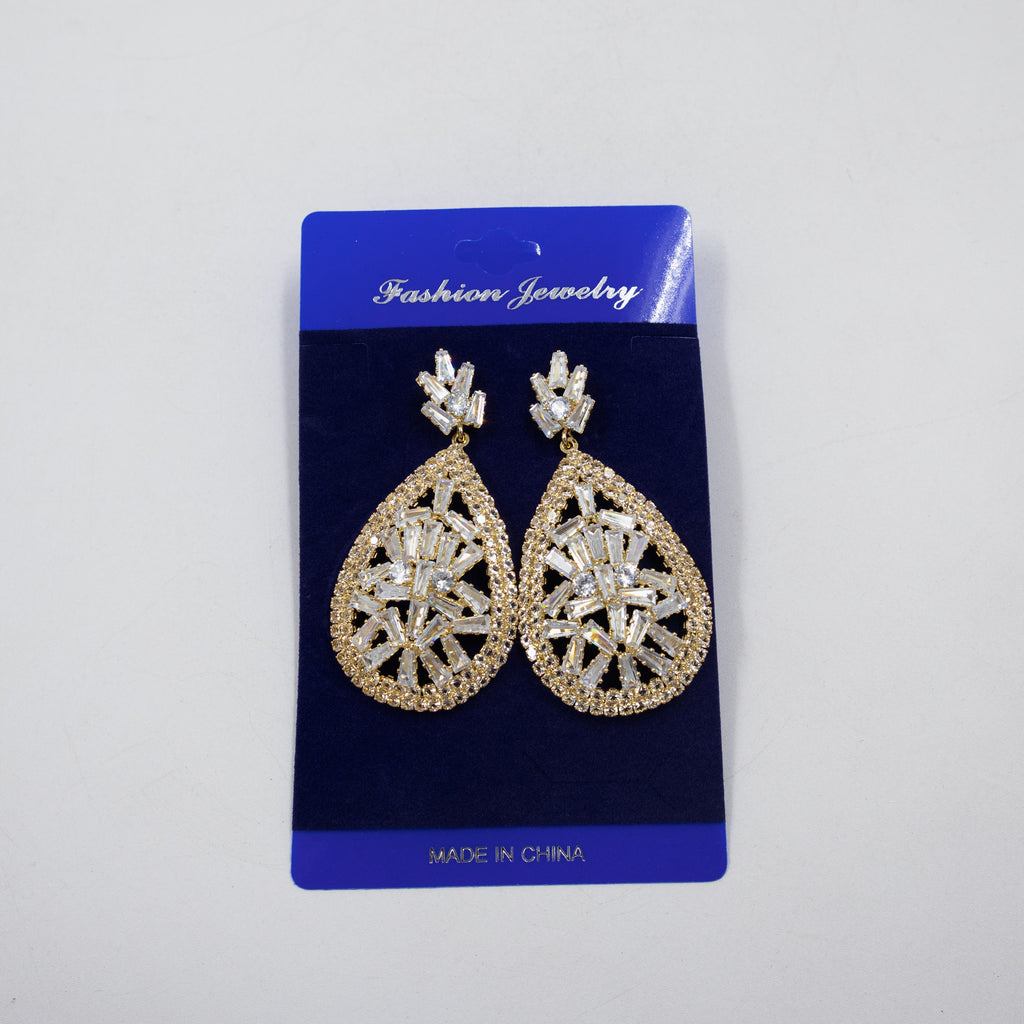 Aretes Largos con piedras M1 Oro Laminado