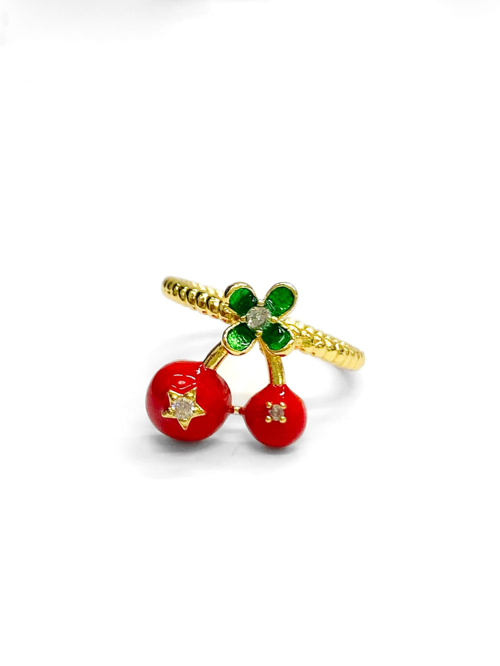 Anillo Cerezas Ajustable M1 Oro Laminado