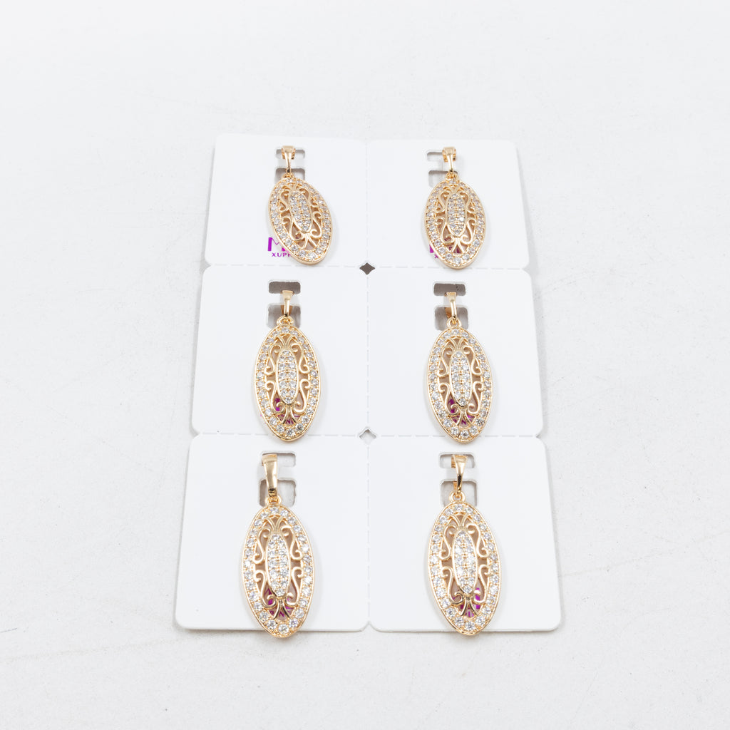 Paquete de 6 dijes con Piedras Oro Rosado  M6 Oro Laminado