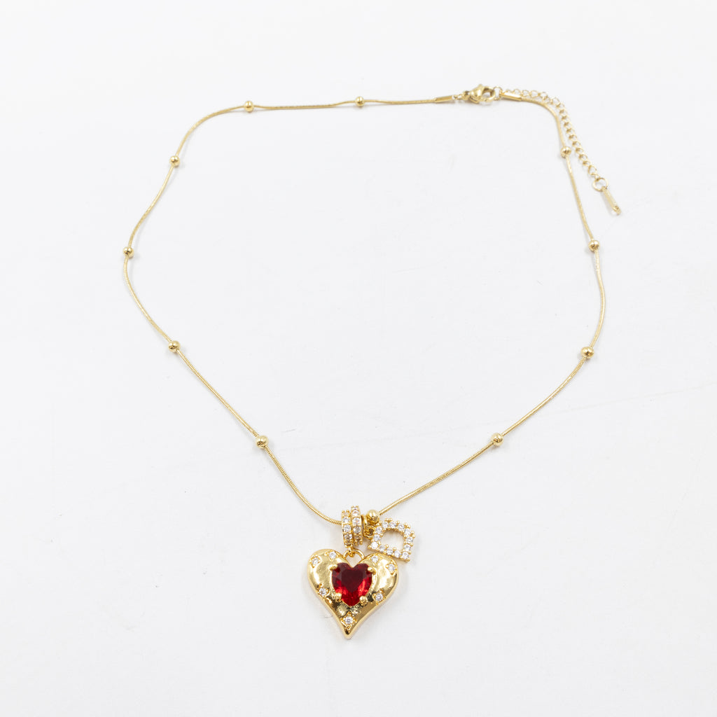 Collares Dorados con dije de Letra y corazon M1 Oro Laminado