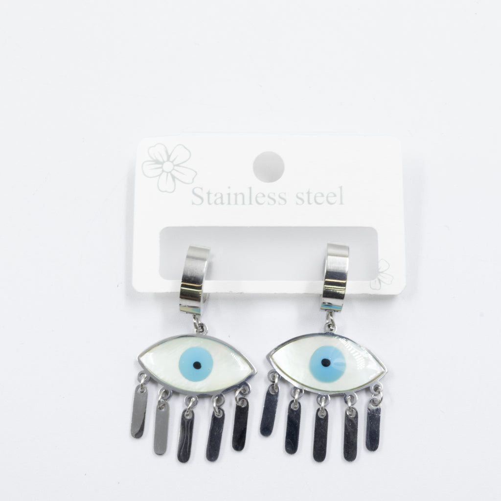 Aretes Plateados de Ojo Turco M6 Oro Laminado