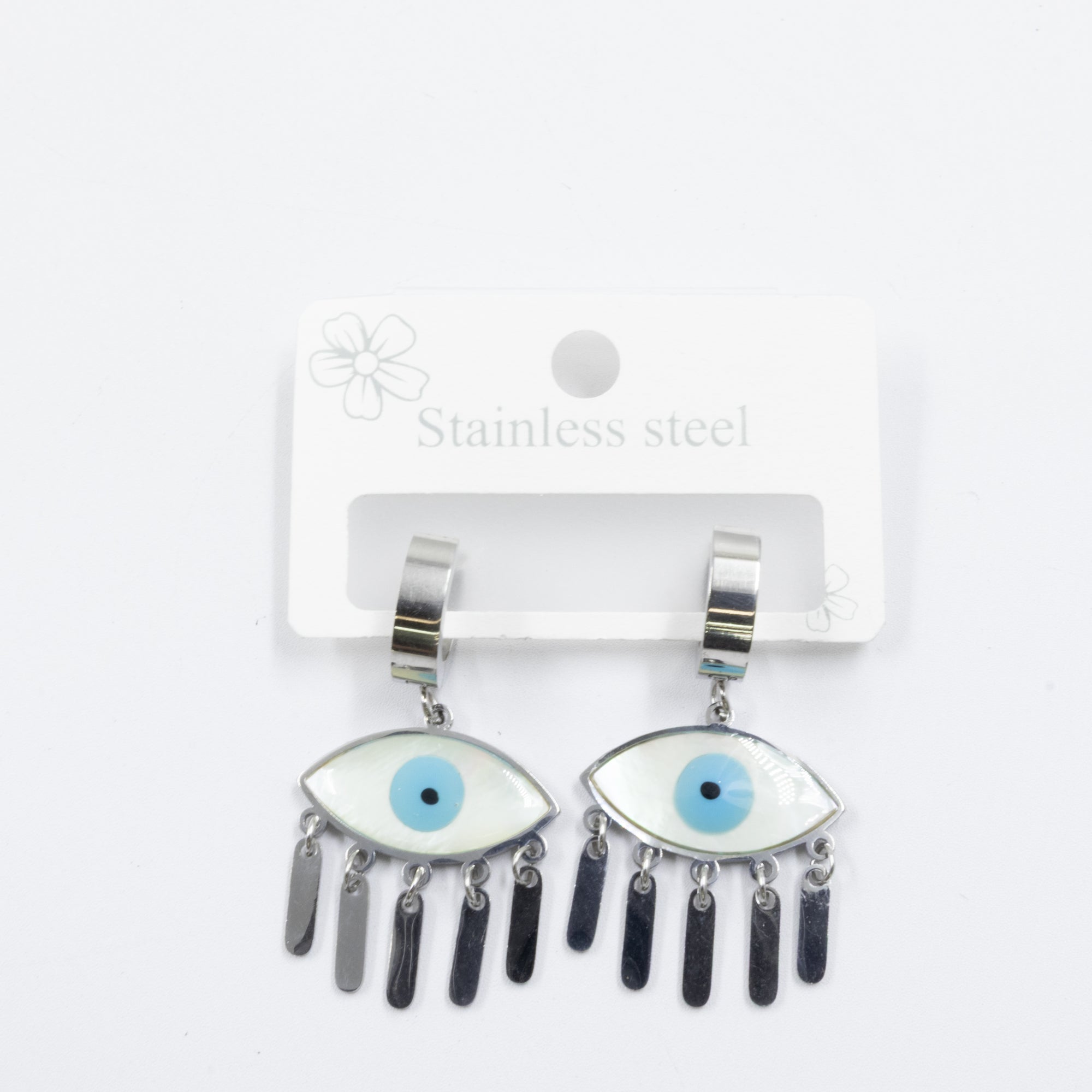 Aretes Plateados de Ojo Turco M6 Oro Laminado