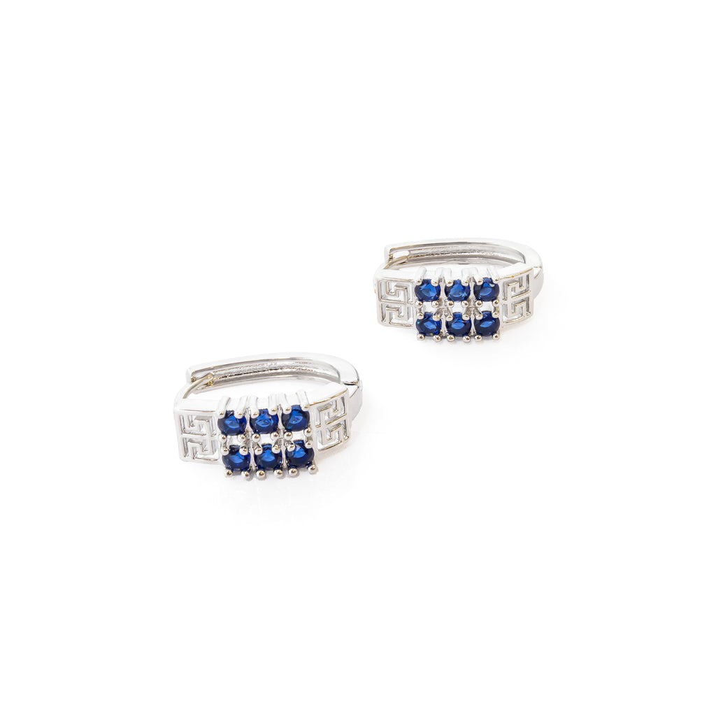 Aretes Plateados Huggies con Piedras Diferentes Colores M17 Oro Laminado